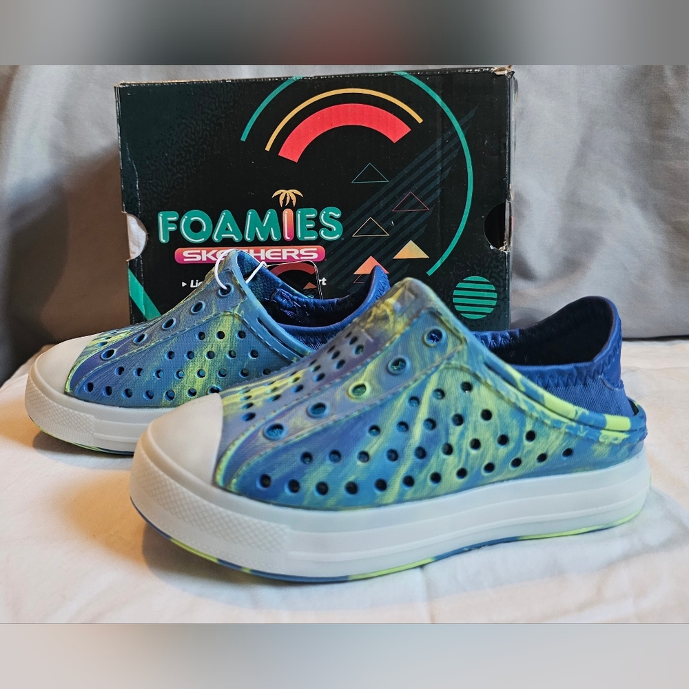 Skechers Kids Foamies Blue and Green Shoes